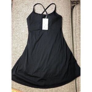 NWT Halara Cloudful Backless Cut Out Twisted In Back Bra Dress XS  Black